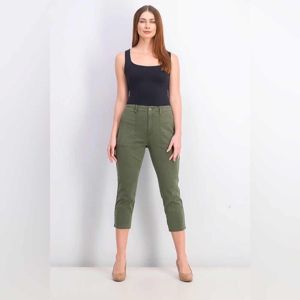 Pistola Green Olive Cropped Cargo Pants High Waisted Size 27